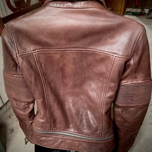 All Saints Leather Jacket Moto Biker Brown xs - Picture 7 of 15